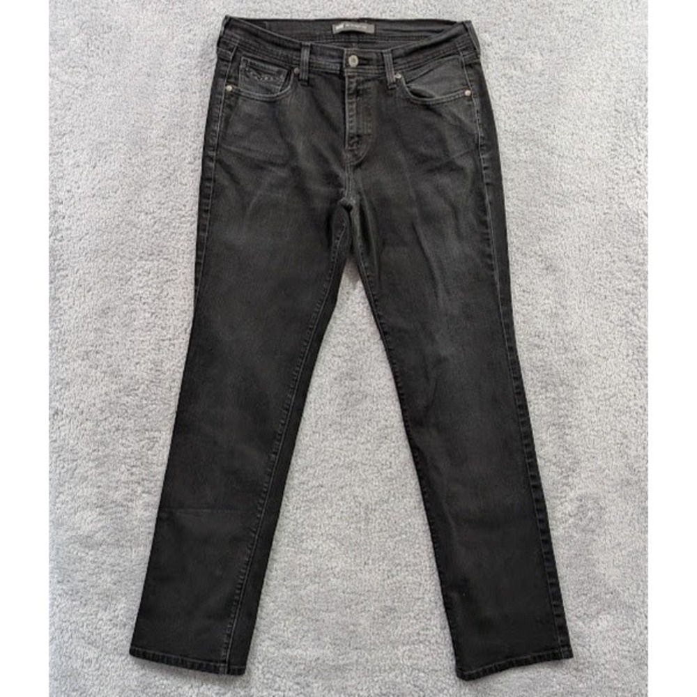Levi's 505 Straight Leg Jeans Women's 12L Black Faded Stretch‎ Denim Mid Rise